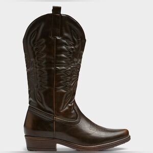 Simons Brown Western Ankle Boots Faux Leather EU 39